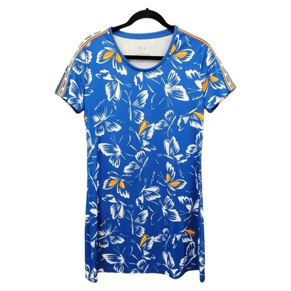 FARM Rio Dresses & Skirts - Adidas Farm Rio Womens Dress Mini Butterfly Print Blue Short Sleeves Size Large